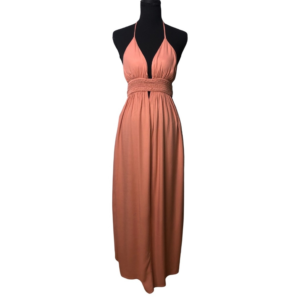 Forever 21 Peach Coral Halter Maxi Small Dress